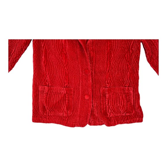 Sara Isabella Cocktail Blazer Women Small Red Crushed Velvet‎ Cardigan - Picture 4 of 7